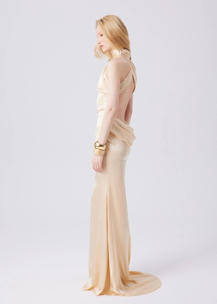Orione Maxi Dress (Beige) — a closer view
