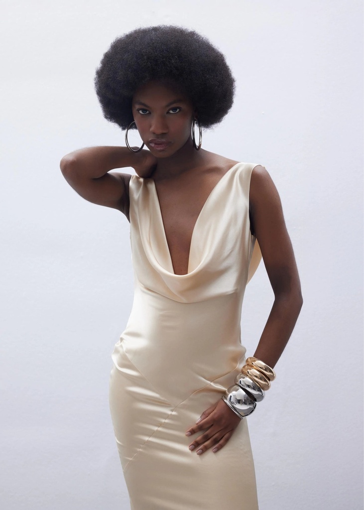 Isabetta Dress (Beige) — styling perspective